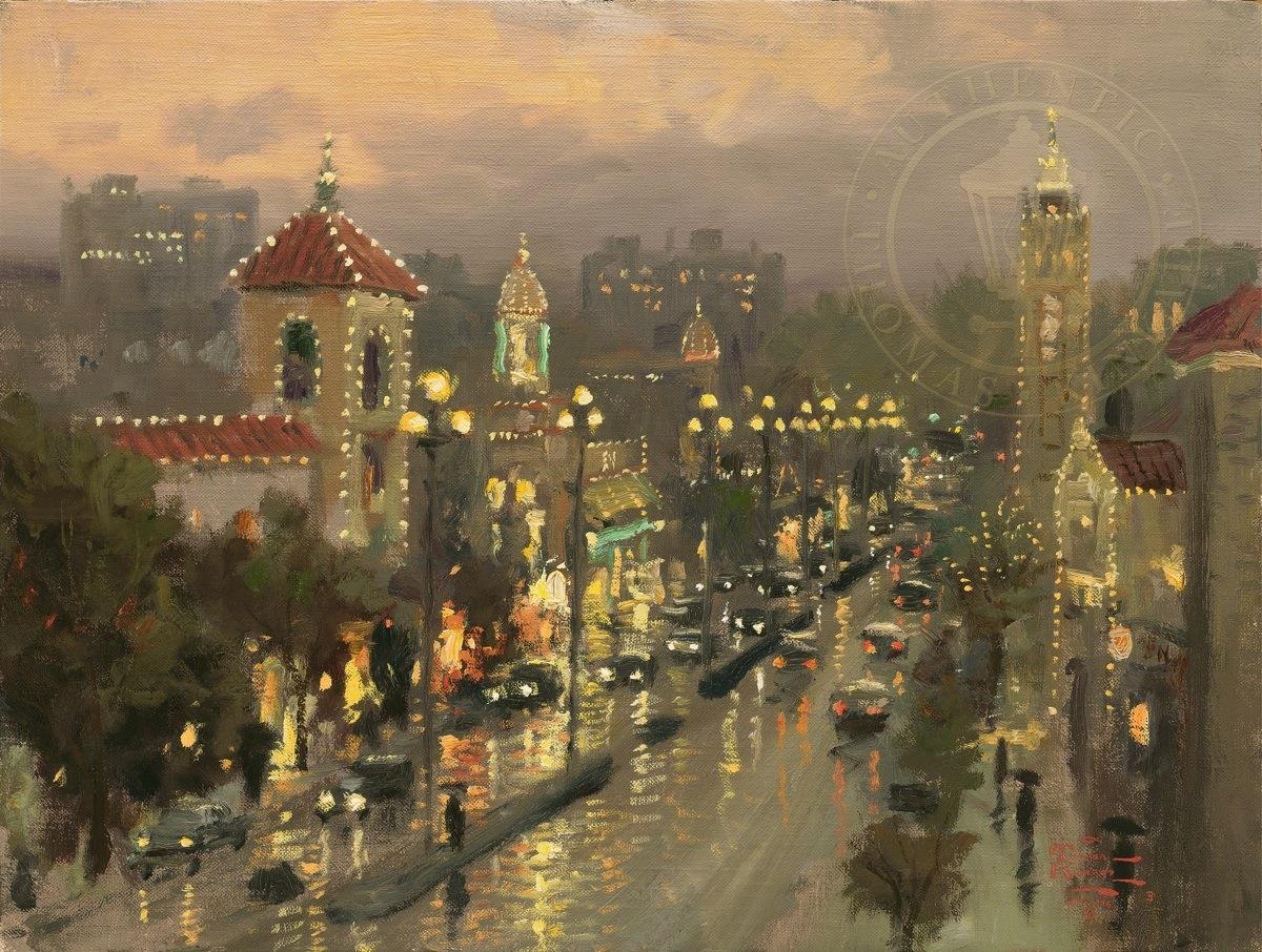 Plaza Lights Kansas City Thomas Kinkade Oil Paintings